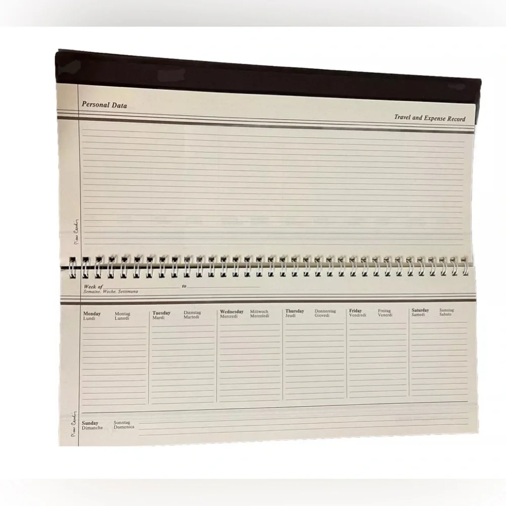 Vtg Weekly Planner Brown Suede Notebook PIERRE CARDIN Made In Italy Business